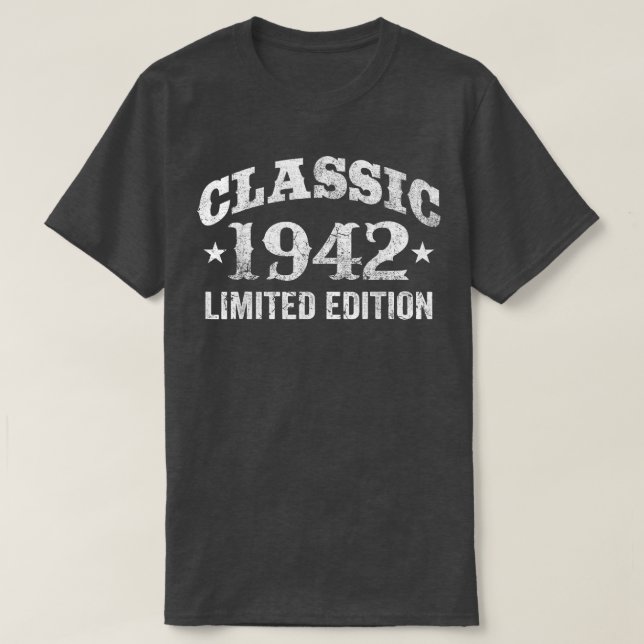Camiseta 80 Years Old Classic Car 1942 Limited Edition 80th (Frente do Design)