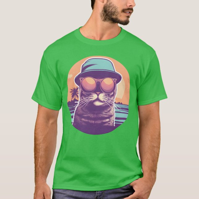 Camiseta 80s 90s Vintage Cat retro (Frente)
