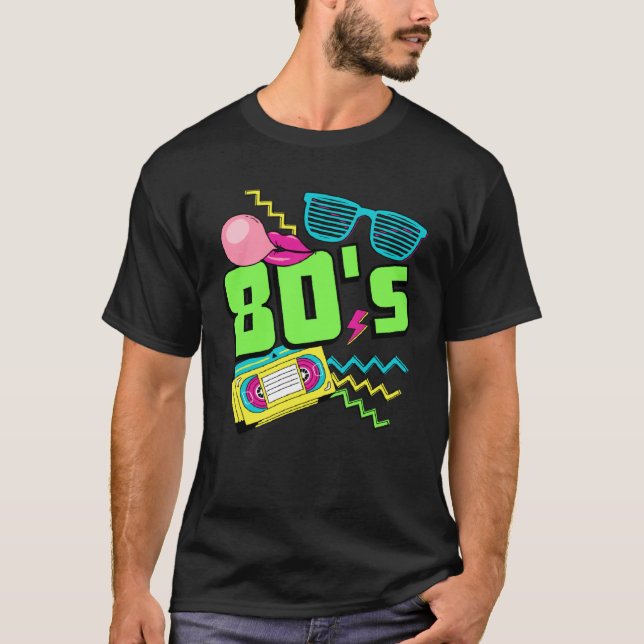 Camiseta 80s Costume Theme Party 80s Outfit Retro Party Vin (Frente)