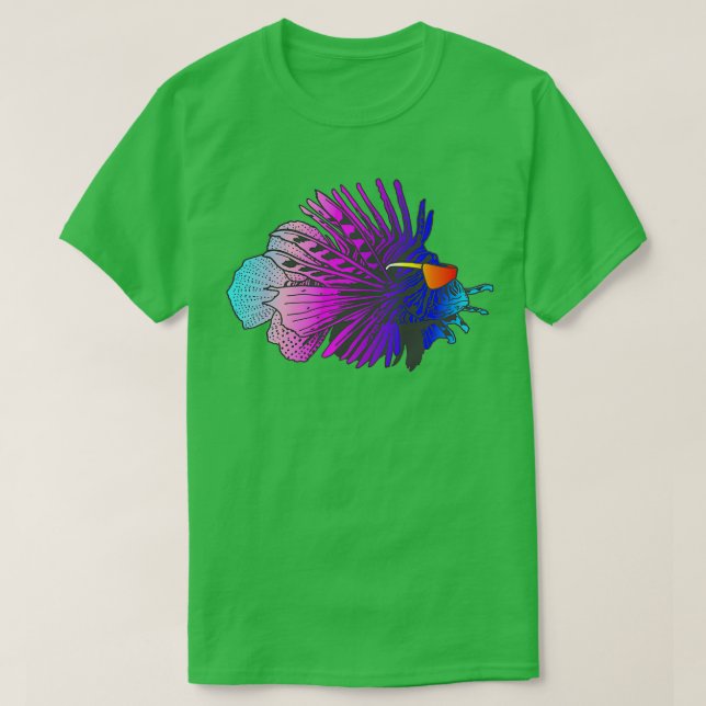 Camiseta 80s Retrowave Ulun Synthwave Lionfish Fish (Frente do Design)