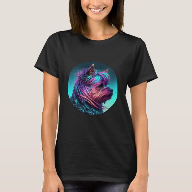 Camiseta 80s Sunset with Yorkshire Terrier Aesthetic (Frente)