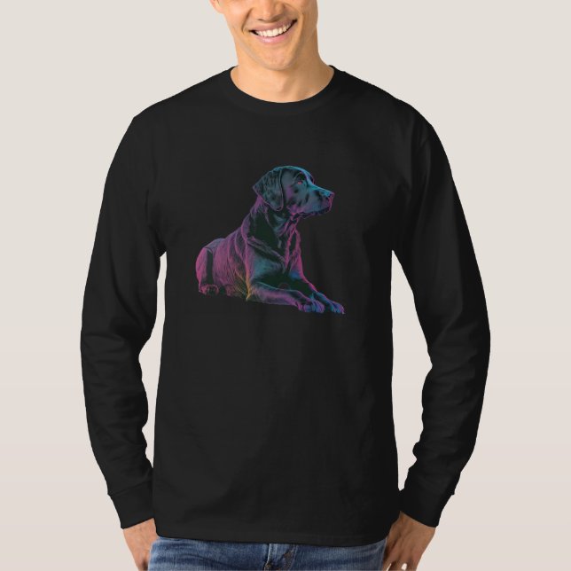 Camiseta 80s Synthwave Black Labrador with a Retro Aestheti (Frente)