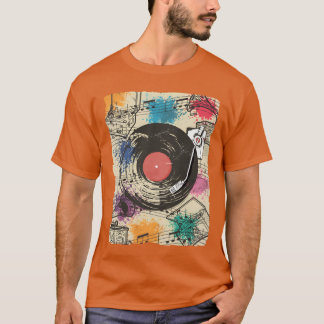 Camiseta 80s Vinylurntable Music Player Retro DJ Musicia gi