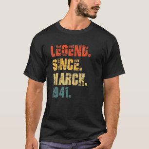 Camiseta 81. º aniversário Legenda de 81 anos desde março d