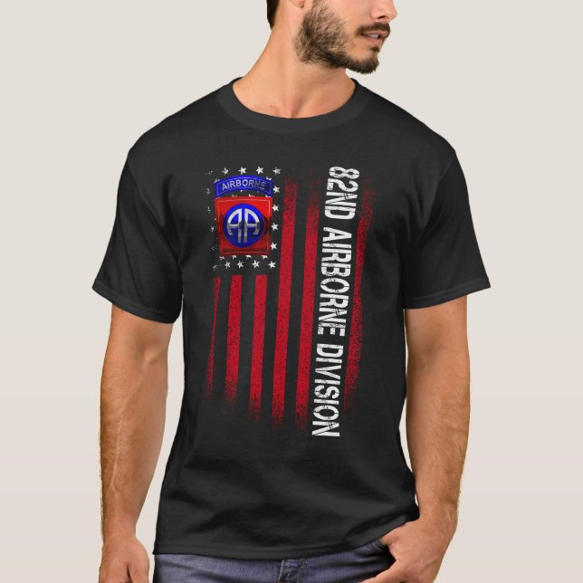 Camiseta 82.a Divisão Aerotransportada Bandeira Americana V (Frente)