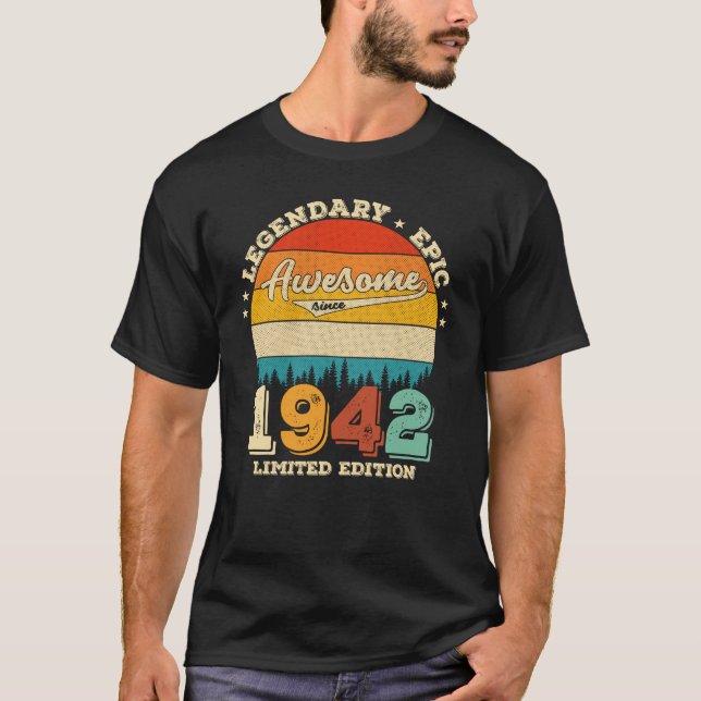 Camiseta 83 anos 1942 Retro Incrível 83º presente de aniver (Frente)