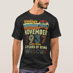 Camiseta 84 anos 84. º aniversário Vintage novembro 1937