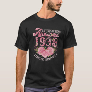 Camiseta 84 Anos De Idade Rosa Vintage 1938 Bday Deu 84. º