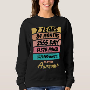 Camiseta 84 Meses Crianças Retro Vintage 7 Anos Aniversário