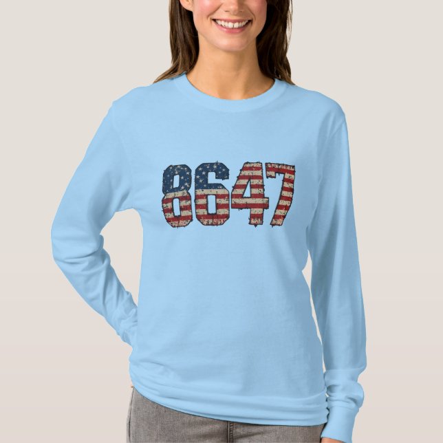 Camiseta 8647 Bandeira Americana - Protesto Político Anti-T (Frente)