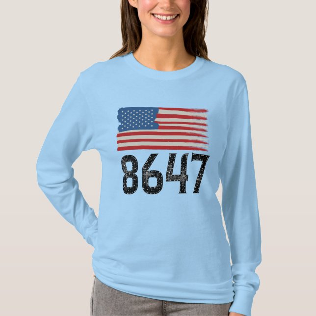 Camiseta 8647 Declaração Política Anti-Trump Americana (Frente)