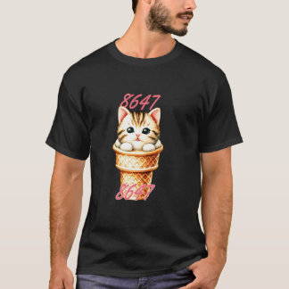 Camiseta 8647 Floral Sutil Retro 86 47 Gato Sorvete 4º O