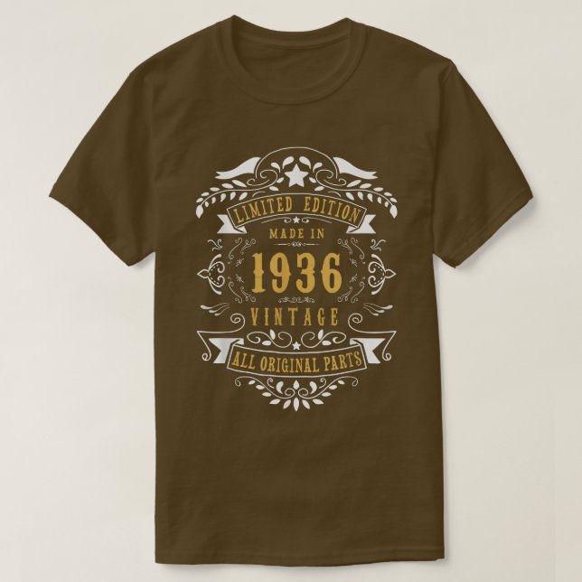 Camiseta 86 anos 86. Aniversário fez Nascer em 1936 Homens  (Frente do Design)