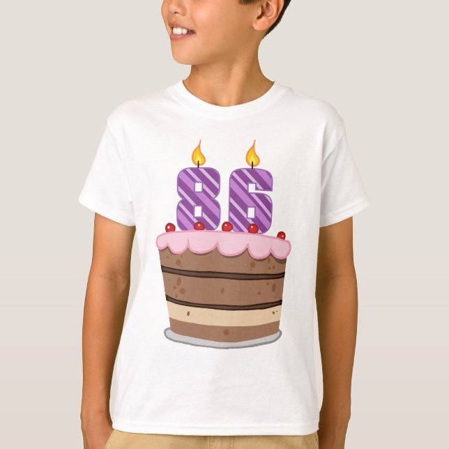 Camiseta 86 anos no Bolo de Aniversário (Frente)