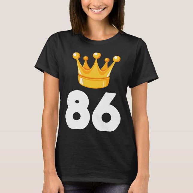 Camiseta 86 Dourado aniversário da Coroa Coroa (Frente)