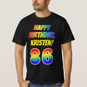 Camiseta 86.o aniversário — Negrito, Divertido, Rainbow