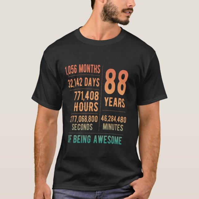 Camiseta 88º aniversário Homens Mulheres Engraçadas 88 anos (Frente)