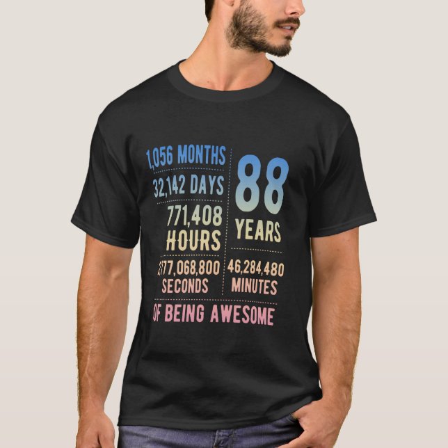 Camiseta 88º aniversário Homens Mulheres Engraçadas 88 anos (Frente)