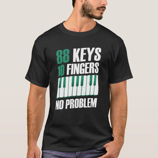 Camiseta 88 teclas 10 dedos sem problemas piano (Frente)