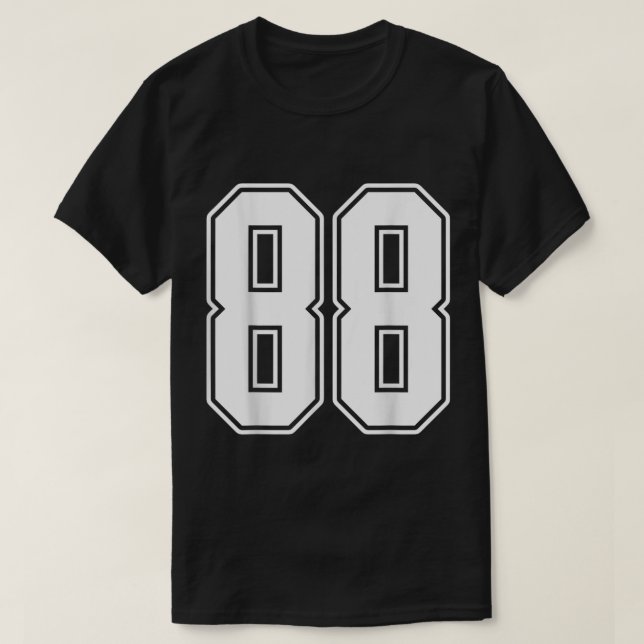 Camiseta 88 White Outline Number 88 Sports Fan Jersey Style (Frente do Design)