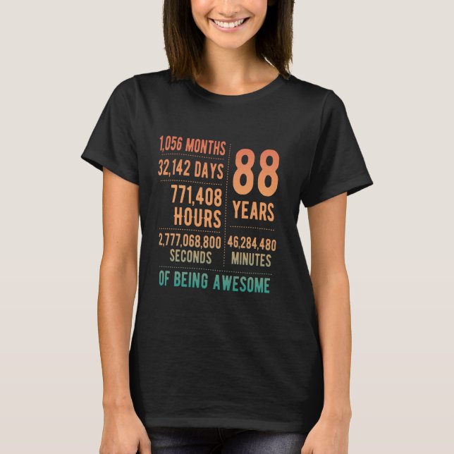 Camiseta 88th Birthday Men Women Funny 88 Years Old (Frente)