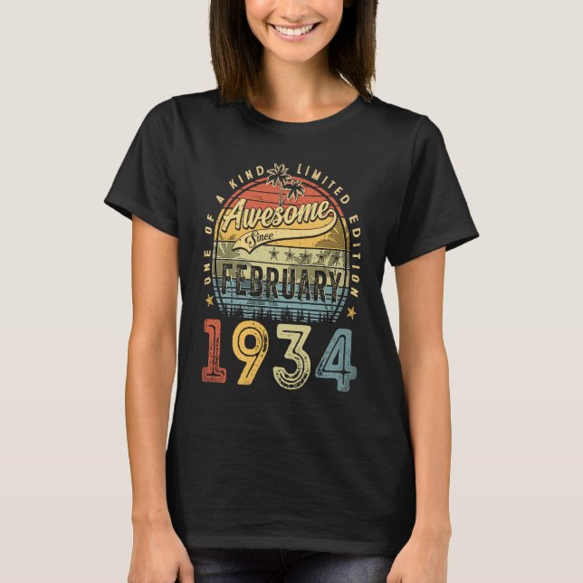 Camiseta 89º aniversário incrível desde fevereiro de 1934 8 (Frente)