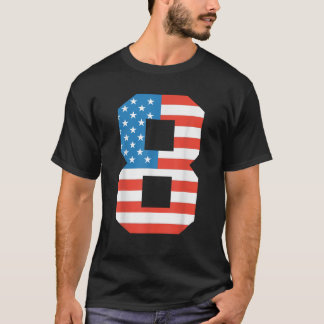 Camiseta 8.º aniversário Bandeira Americana 4.º de julho Me