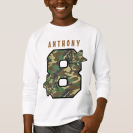 Camiseta 8.º Aniversário Boy Camo e Stars Nome Personalizad