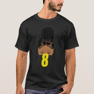 Camiseta 8.º aniversário da moça africana-americana freada