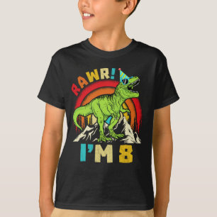 Camiseta 8.º aniversário Dinossauro T Rex Rawr Eu tenho 8 p
