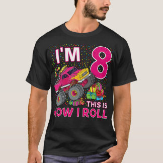 Camiseta 8.º aniversário do Monster Truck Party , com 8 ano