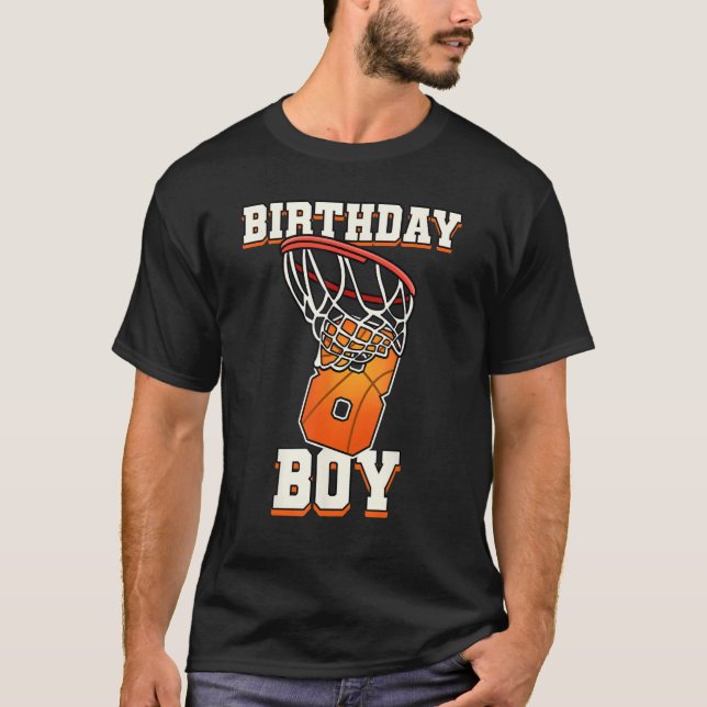 Camiseta 8.º Aniversário - Garoto de Basquete - Oito Anos (Frente)