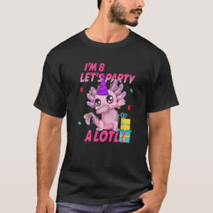 Camiseta 8.º Aniversário Sou 8 Meninas do Partido Axolotl