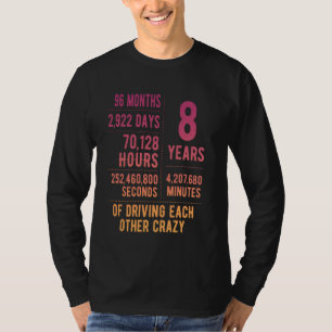 Camiseta 8 anos casaram-se com o 8° aniversário do casament