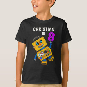 Camiseta 8 anos de robô personalizável de aniversário