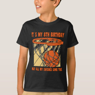 Camiseta 8 anos Feliz 8.º Aniversário Basquete 8.º Aniversá