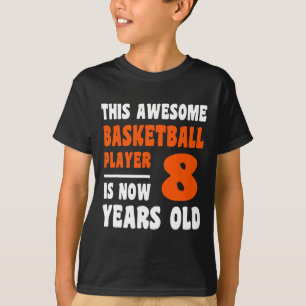 Camiseta 8 anos Feliz 8.º Aniversário Basquete 8.º Aniversá