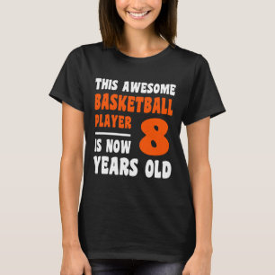 Camiseta 8 anos Feliz 8.º aniversário Bysketbyll 8.º aniver