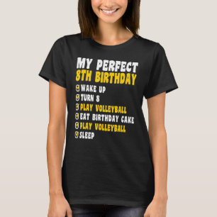Camiseta 8 anos Perfeito 8.º Aniversário Voleibol 8.º Anive
