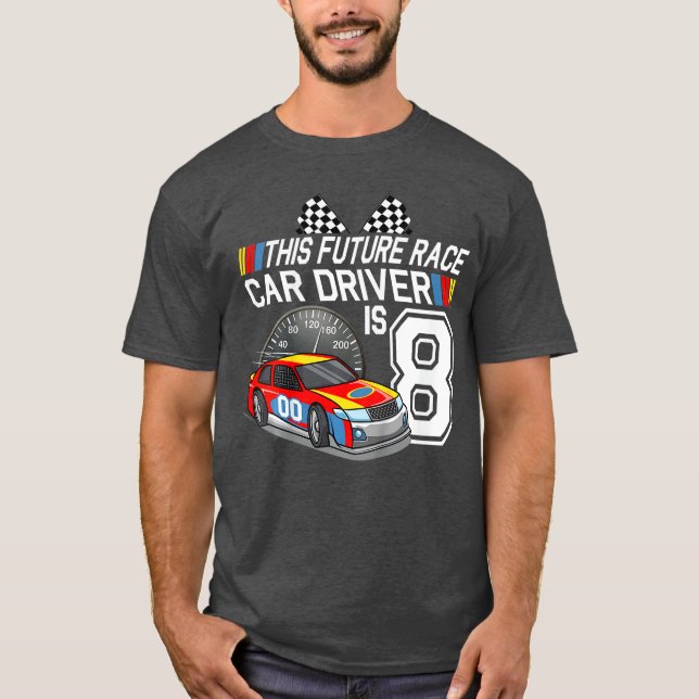 Camiseta 8 anos Race Birthday 8th Stock Racing Party Gi (Frente)