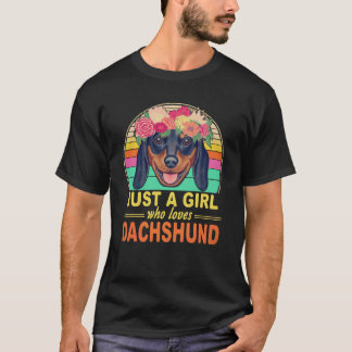 Camiseta 8 Apenas Uma Garota Que Ama Dachshund Vintage