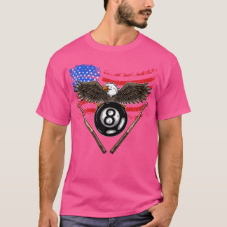 Camiseta 8 Ball Billiard American Flag Player Eagle Bi