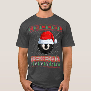 Camiseta 8 Ball Billiard Santa Hat Natal Engraçado Ball San