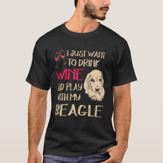 Camiseta 8 Beber Vinho E Brincar Com O Meu Beagle