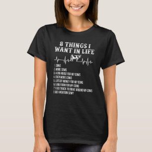 Camiseta 8 Coisas Que Eu Quero Na Vida Batimento Cardíaco