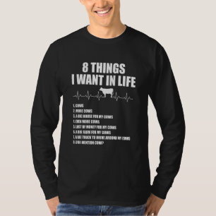 Camiseta 8 Coisas Que Eu Quero Na Vida Vacas Mais Vacas Bat