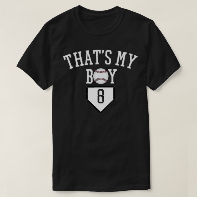 Camiseta 8 Esse É Meu Menino Baseball Número Baseball Mãe e (Frente do Design)