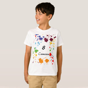 Camiseta 8 Festa de Arte Nome Salpicos Coloridos