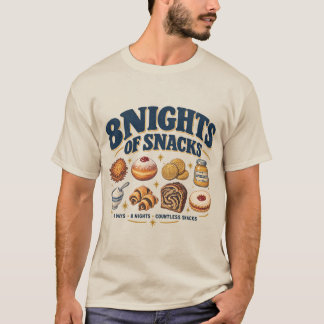 Camiseta 8 Noites de Lanches Hanukkah Divertido Comida Retr