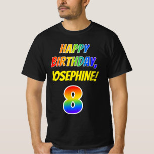 Camiseta 8.o aniversário — Negrito, Divertido, Arco-Íri